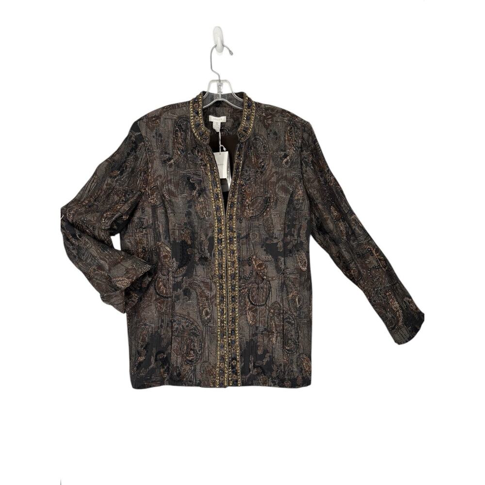 Chico's Jewel Shireen Jacket in Chocolate Size XL Quiet Luxury Old Money